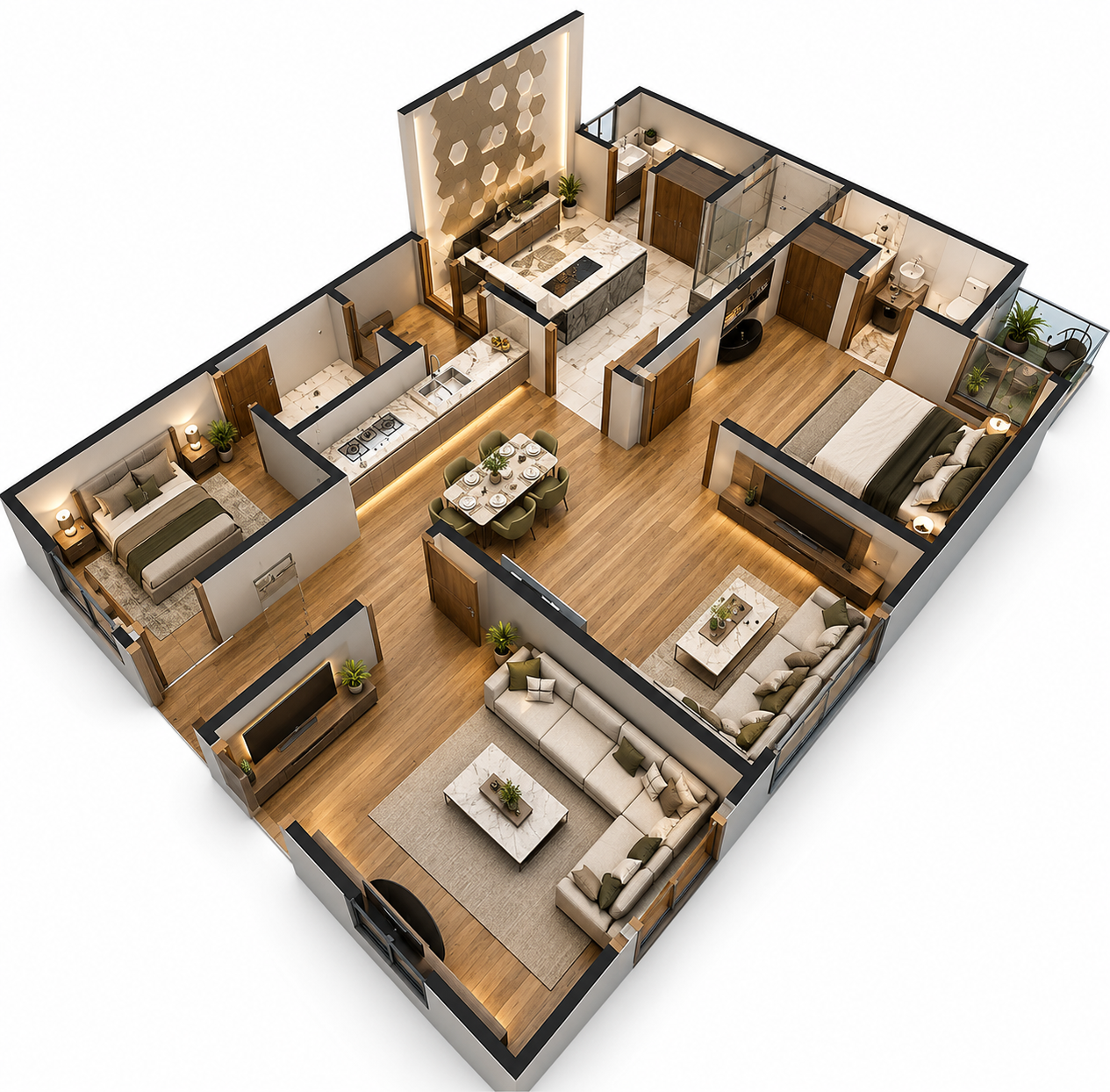 2 Bedroom Luxury floor plan